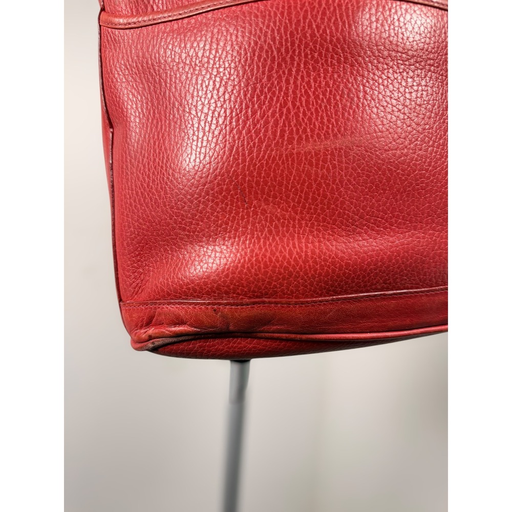 Vintage Mark Cross Italian Pebbled Red‎ Leather Bucket Shoulder Bag Logo Handbag - Picture 5 of 16